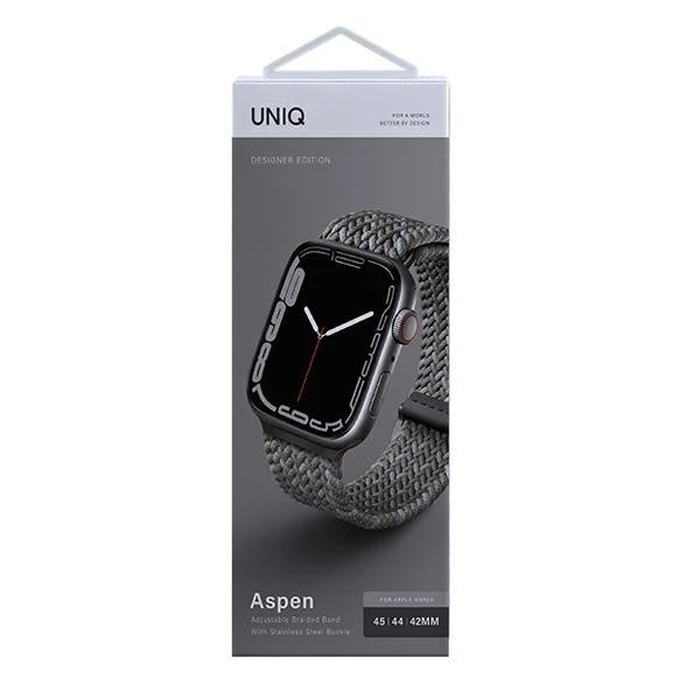 UNIQ Aspen strap Apple Watch 4/5/6/7/SE/8/9/Ultra 44/45/49mm Braided DE gray/pebble grey