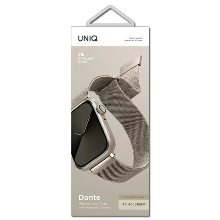 UNIQ Dante strap for Apple Watch 4/5/6/7/SE/8/9/10 40/41/42mm Stainless Steel starlight