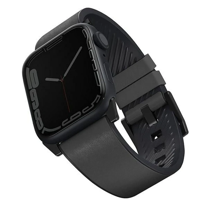 UNIQ Straden strap for Apple Watch 4/5/6/7/SE/8/9/Ultra 44/45/49mm Leather Hybrid Strap grey/Grey