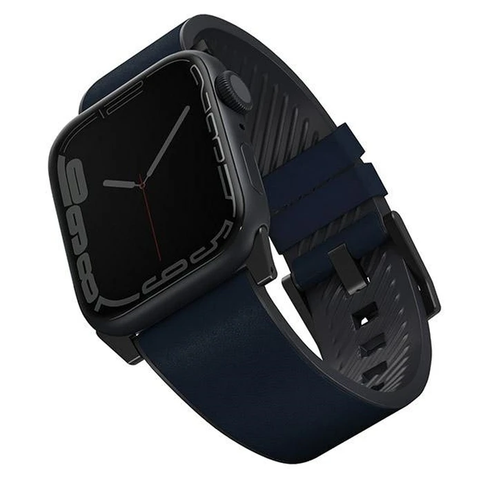 UNIQ Straden Apple Watch 4/5/6/7/SE/8/9/Ultra 44/45/49mm Leather Hybrid Strap blue