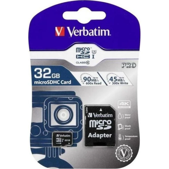 Κάρτα Μνήμης microSDHC 32GB Verbatim Pro