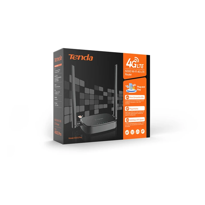 Router Tenda N300 WIFI 4G LTE 4G03 PRO Black
