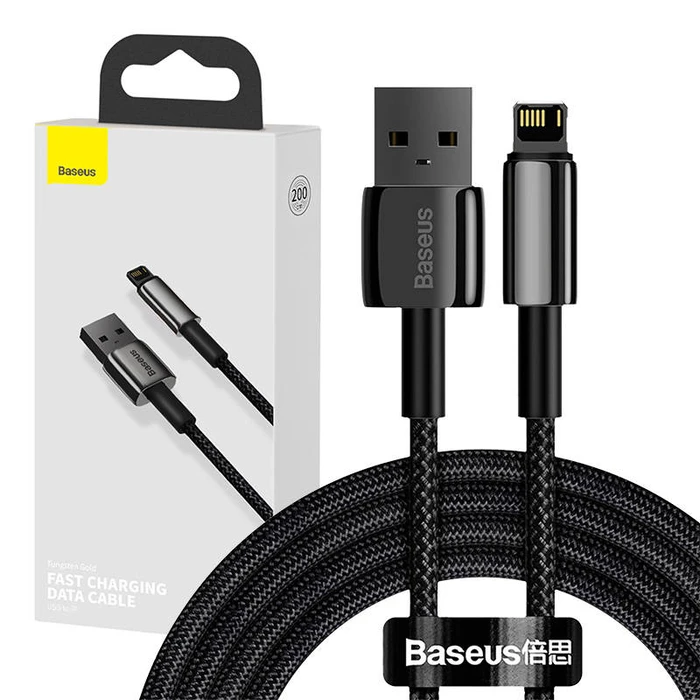 Καλώδιο Lightning Baseus Tungsten Gold USB to iP 2.4A 2m (black)