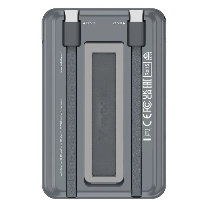 Verbatim Charge'n'Go 2C MagSafe Power Bank 5000mAh Grey