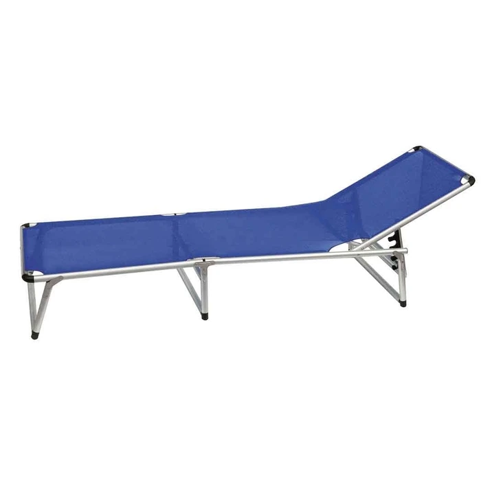 Foldable Aluminum Beach Lounger Blue - Text Fabric (Model 161-5160-1)