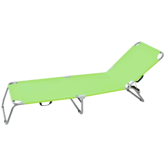 Foldable Metal Beach Lounger Lime Green Polyester - Velco / Campus