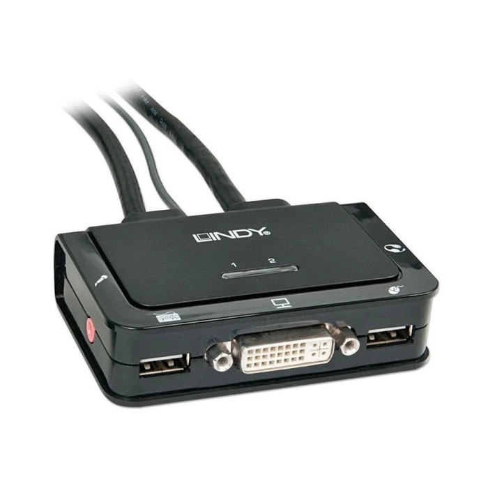 KVM Switch Lindy DVI 2 Port Compact USB 2 Audio USB 2 Audio