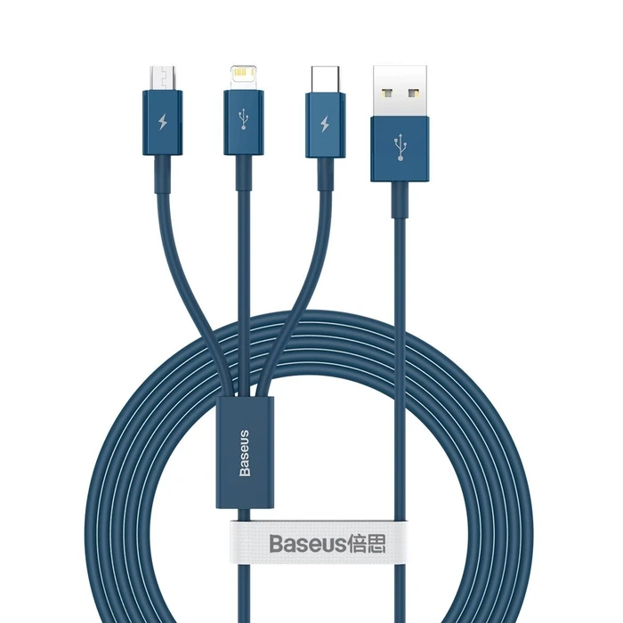 Καλώδιο USB 3in1 Baseus Superior Series USB to micro USB/USB-C/Lightning 3.5A 1.2m (blue)