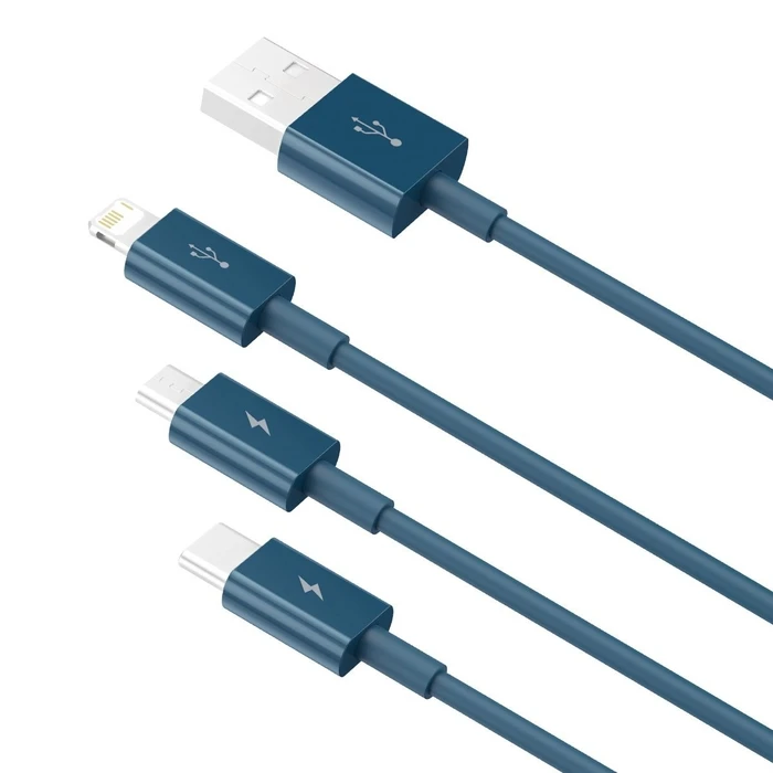 Καλώδιο USB 3in1 Baseus Superior Series USB to micro USB/USB-C/Lightning 3.5A 1.2m (blue)
