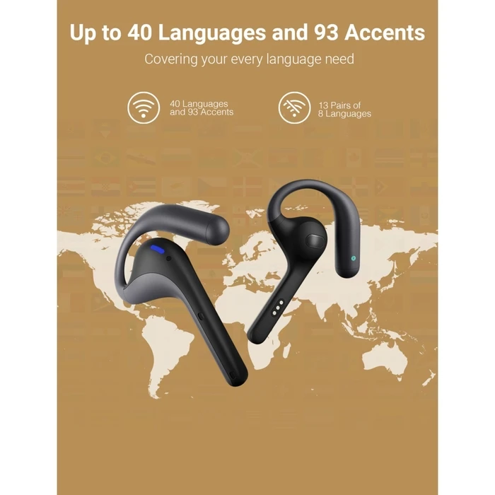 Timekettle W4 Pro In-ear Bluetooth Handsfree Ακουστικά με Θήκη Φόρτισης Μαύρα
