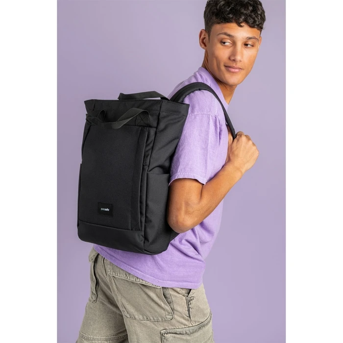 Pacsafe GO Totepack Jet Black – 15L Anti-Theft Convertible Tote/Backpack
