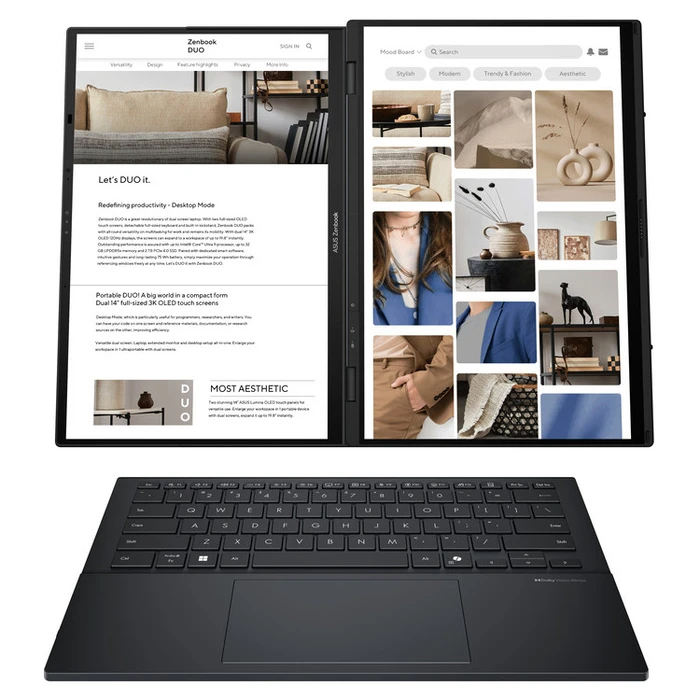 Laptop Asus 14'' Zenbook Duo UX8406CA-OLED-PZ067X Touch 120Hz U7 255H/32GB/1TB SSD /Win 11 Pro/Inkwell Gray (90NB14X1-M00A30)