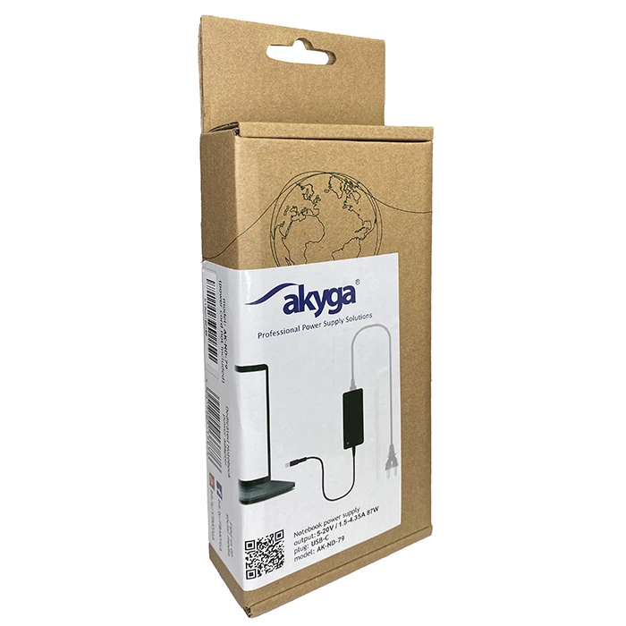 Φορτιστής Laptop 85W Akyga, με αυτόματη επιλογή τάσης εξόδου.