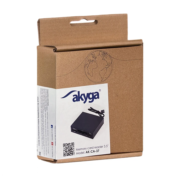 Front Panel 3.5" Akyga Ak-Ca-37 Με Card Reader Και 1 Θύρα Usb High Speed