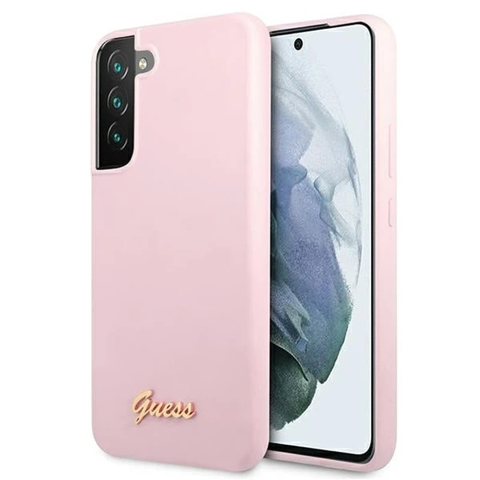 Guess GUHCS22MLSLMGLA Samsung Galaxy S22+ Plus lavender hardcase Silicone Script Metal Logo