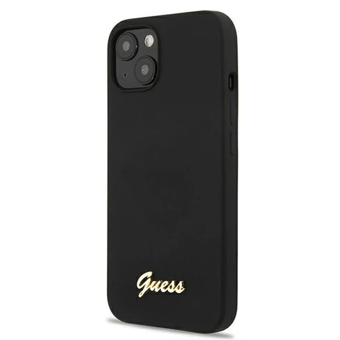 Guess GUHMP13MLSLMGBK Apple iPhone 13 black hardcase Silicone Script Gold Logo