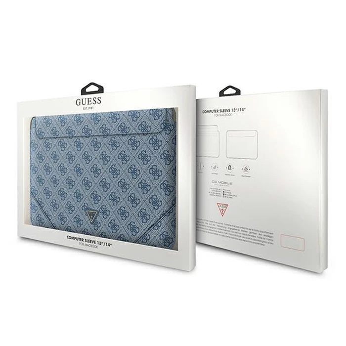 Guess Sleeve GUCS14P4TB 13/14 inch blue 4G Uptown Triangle logo