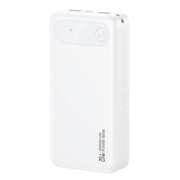 USAMS Power Bank CD251 with display, 3x output ports, 20000mAh, PD 20W, White