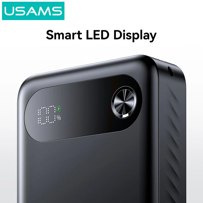 USAMS Power Bank CD251 with display, 3x output ports, 20000mAh, PD 20W, White