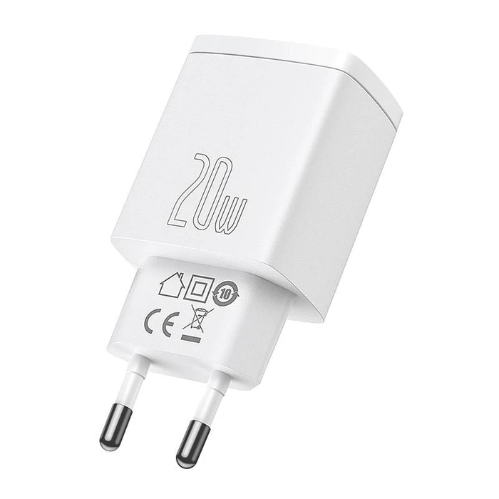 Φορτιστής Πρίζας Baseus Compact Quick , USB, USB-C, 20W (white)