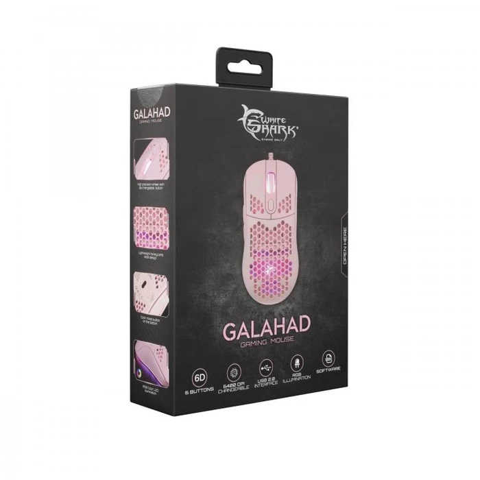 Ποντίκι Gaming Ενσύρματο White Shark GALAHAD 6400 DPI PINK