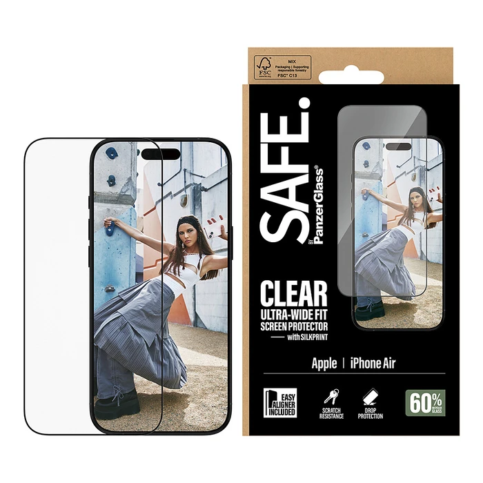 Προστατευτικό Οθόνης PanzerGlass SAFE. by PanzerGlass w. Black Frame iPhone Air / Ultra-Wide Fit w. EasyAligner