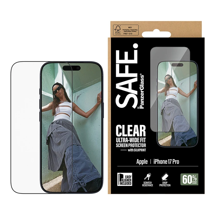 Προστατευτικό Οθόνης PanzerGlass SAFE. by PanzerGlass w. Black Frame iPhone 17 Pro / Ultra-Wide Fit w. EasyAligner