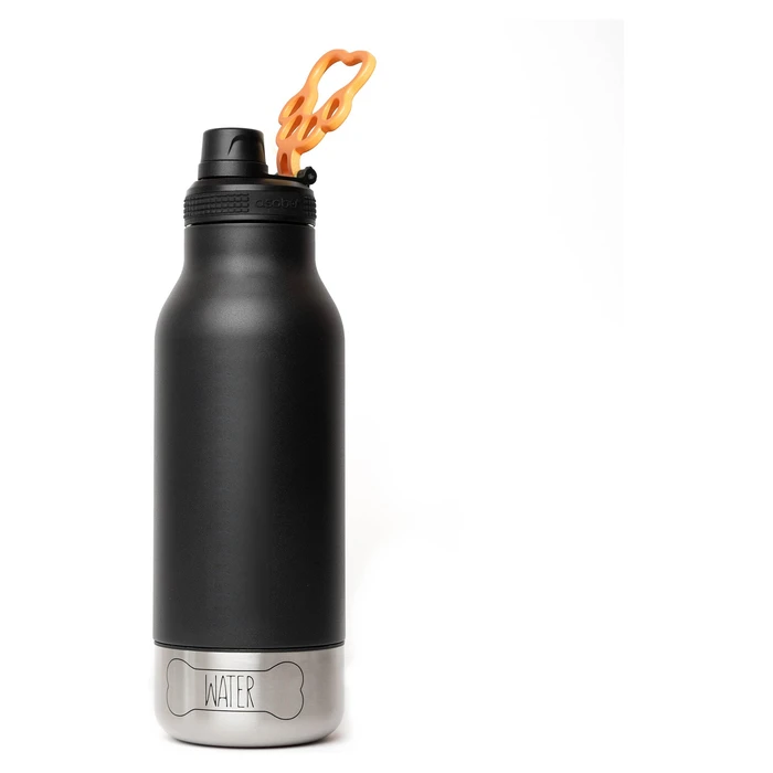 Ποτίστρα Asobu - Dog Buddy - Stainless steel bottle with 2 cups Black
