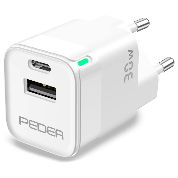 Φορτιστής Πρίζας Pedea 30W USB-C (PD) Fast - 2-Ports Mehrfach with USB-C and USB-A, White