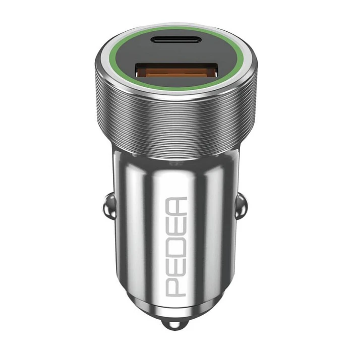 Φορτιστής Αυτοκινήτου Pedea 20W USB-C (PD) KFZ-Fast 12/24V - 2-Ports Mehrfach with USB-C and USB-A, Silver