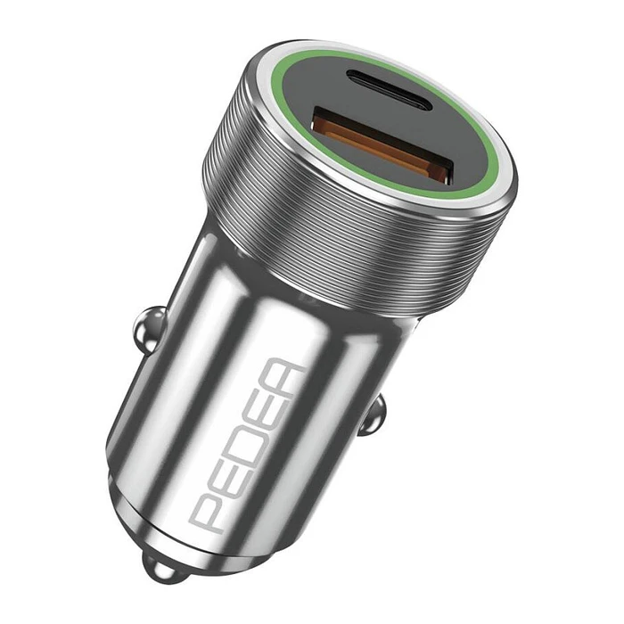 Φορτιστής Αυτοκινήτου Pedea 20W USB-C (PD) KFZ-Fast 12/24V - 2-Ports Mehrfach with USB-C and USB-A, Silver