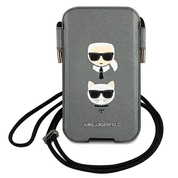 Karl Lagerfeld KLHCP12LOPHKCG 6.7 inch grey hardcase Saffiano Ikonik Karl&Choupette Head
