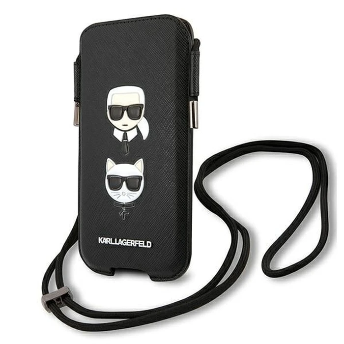 Karl Lagerfeld KLHCP12LOPHKCK 6.7 inch black hardcase Saffiano Ikonik Karl&Choupette Head