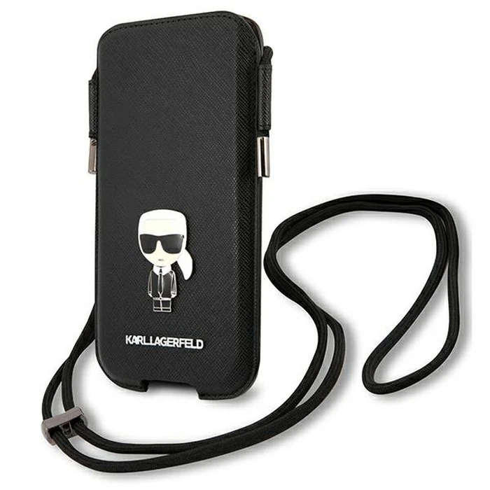 Karl Lagerfeld KLHCP12LOPHKMK 6.7 inch black hardcase Saffiano Ikonik