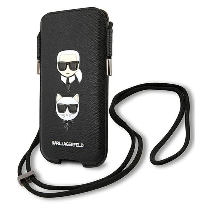 Karl Lagerfeld KLHCP12MOPHKCK 6.1 inch black hardcase Saffiano Ikonik Karl&Choupette Head
