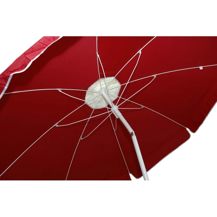 Campus Patio/Garden/Beach Umbrella Maroon/Cream Reinforced 2m Metal