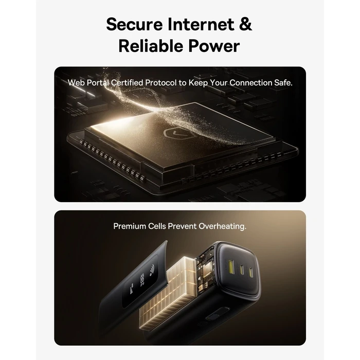 Baseus EnerGeek GX11 MiFi Power Bank 20000mAh 67W with USB-A and 2 USB-C Ports Black
