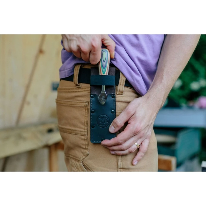 Kirschen W.I.N.A.C. Short Chisel 35 mm with Leather Holster, Red Beech Handle