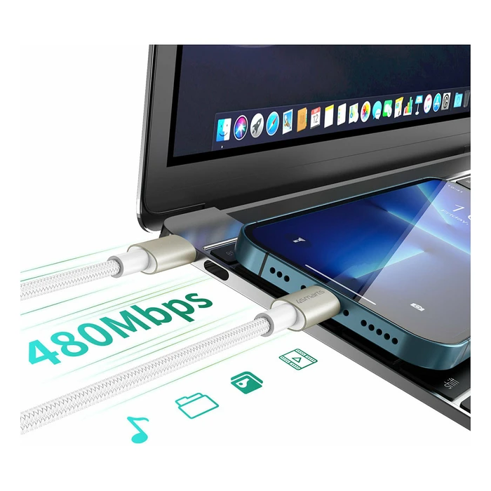 Καλώδιο Κινητού 4Smarts USB-C to USB-C PremiumCord 60W 3erSet White/silb