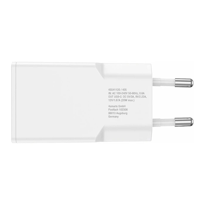 Φορτιστής Πρίζας 4Smarts charger PDPlug Slim 20W GaN 1C + USB-C 1.5 m