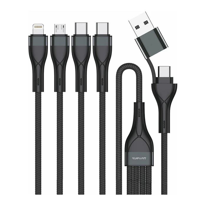 Καλώδιο Κινητού 4Smarts USB-C/A Multi-charging 4in2 1.2m. Black