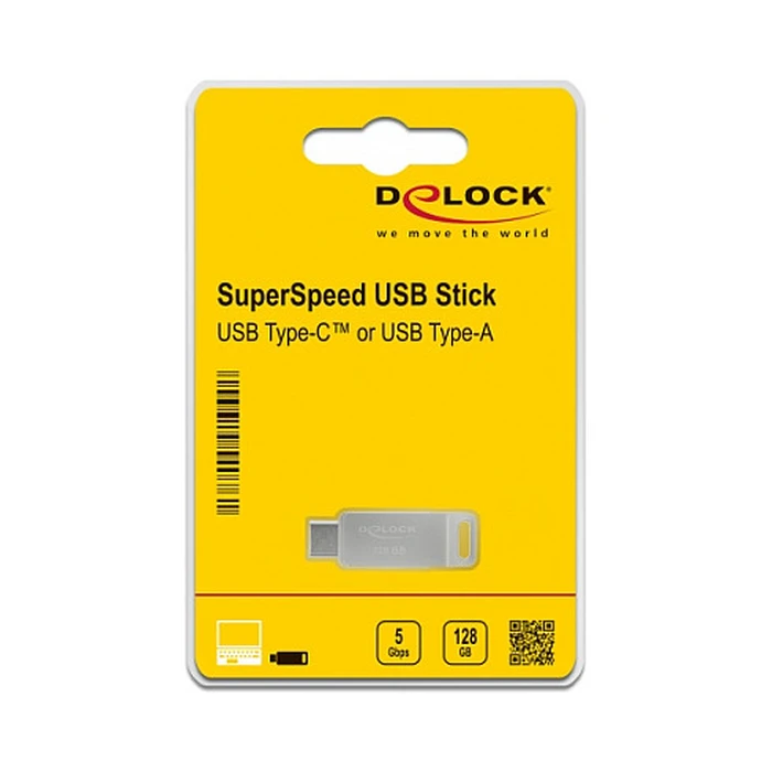 USB Stick 128GB Delock USB 3.2 Gen 1 USB-C + Typ-A - Metallgehuse