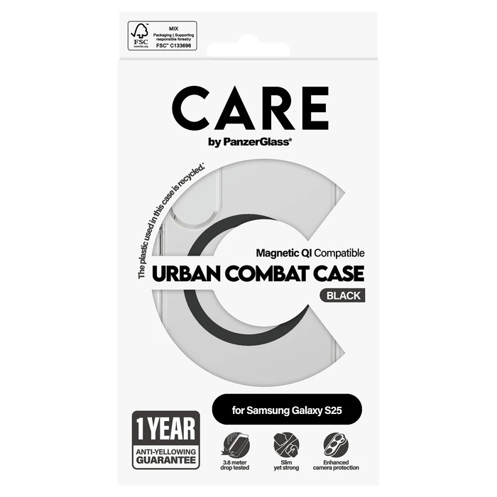 Θήκη Κινητού PanzerGlass CARE Flagship Clear w. Black QI Compatible Galaxy S25