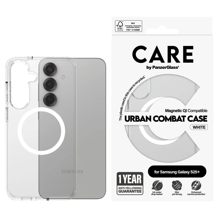 Θήκη Κινητού PanzerGlass CARE Flagship Clear w. White QI Galaxy S25 Plus