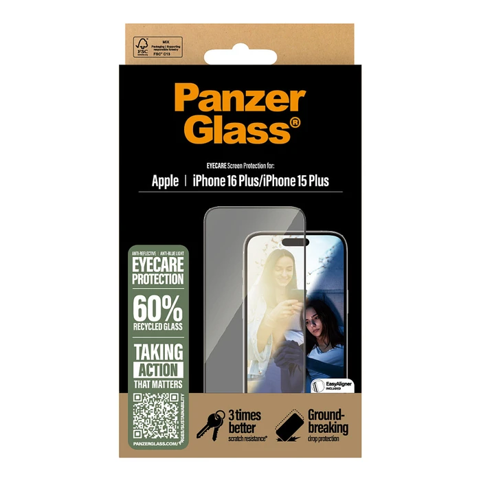 Προστατευτικό Οθόνης PanzerGlass EyeCare iPhone 16/15 Plus UWF