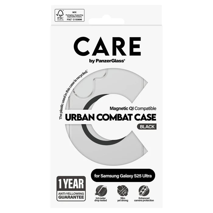 Θήκη Κινητού PanzerGlass CARE Flagship Clear/Black QI Compatible Galaxy S25 Ultra