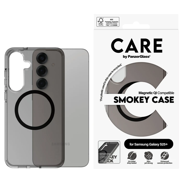 Θήκη Κινητού PanzerGlass CARE Flagship Smokey/Black QI Compatible Galaxy S25 Plus