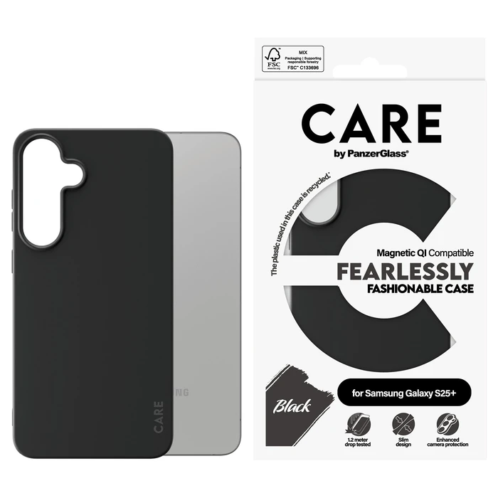 Θήκη Κινητού PanzerGlass CARE Fashionable Black w. QI Compatible Galaxy S25 Plus