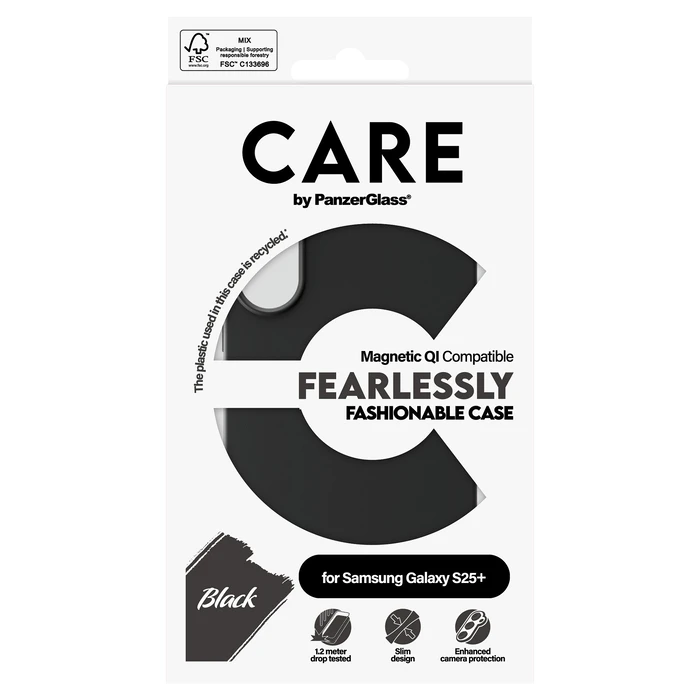Θήκη Κινητού PanzerGlass CARE Fashionable Black w. QI Compatible Galaxy S25 Plus