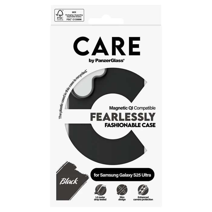 Θήκη Κινητού PanzerGlass CARE Fashionable Black w. QI Compatible Galaxy S25 Ultra